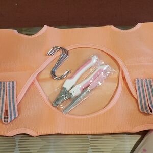 Dog Hanging Grooming Hammock With Clippers & Nail File Peach & Gray Size L